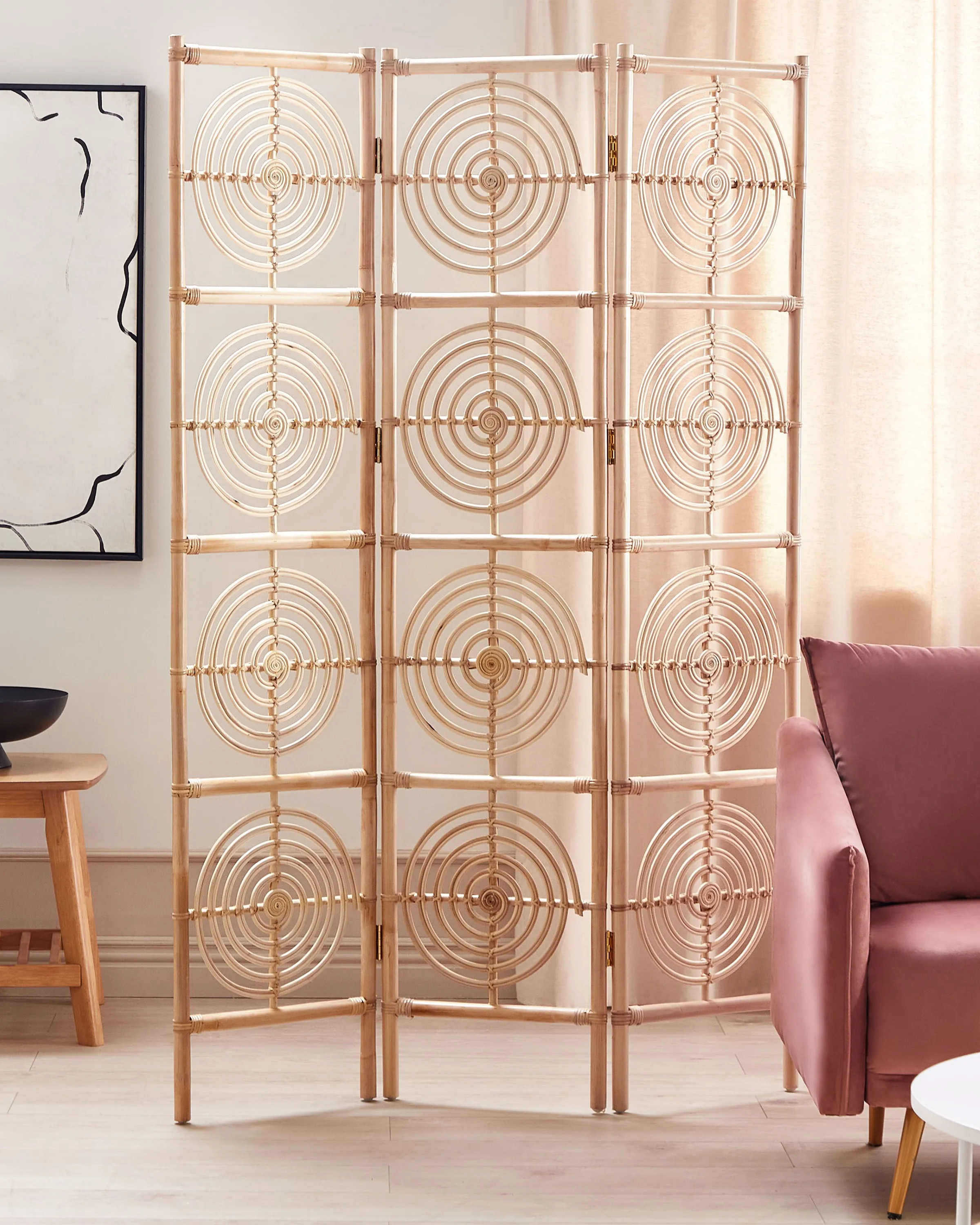 Roomdivider met 3 panelen ALTAMURA Lichtbruin 117 cm 180 cm