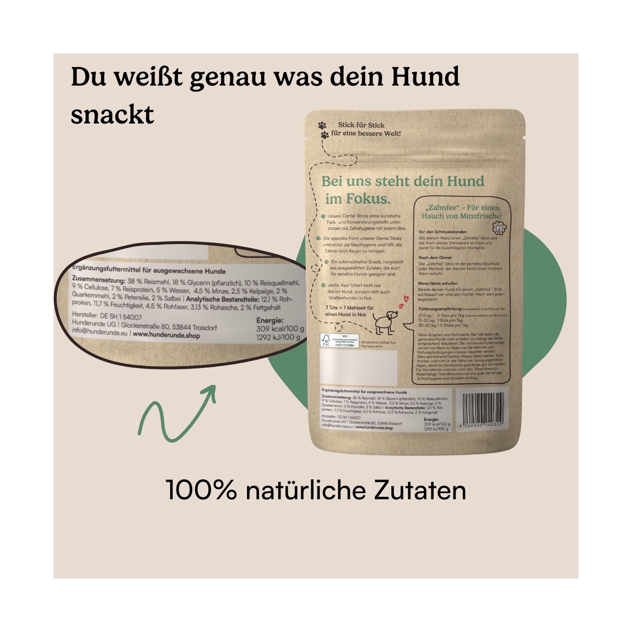 Hunderunde Zahnfee Dental Sticks – Frischer Atem & Zahnpflege 360 g
