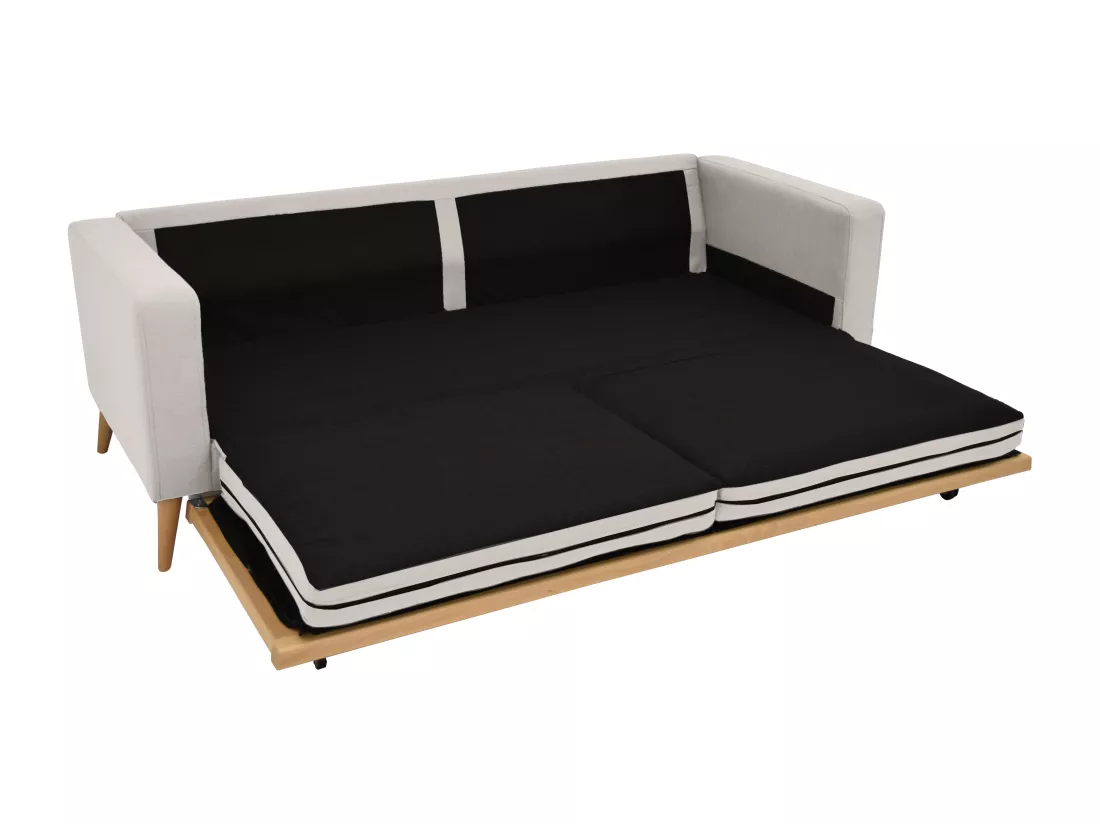 Canapé 3 places convertible en tissu beige KENZA