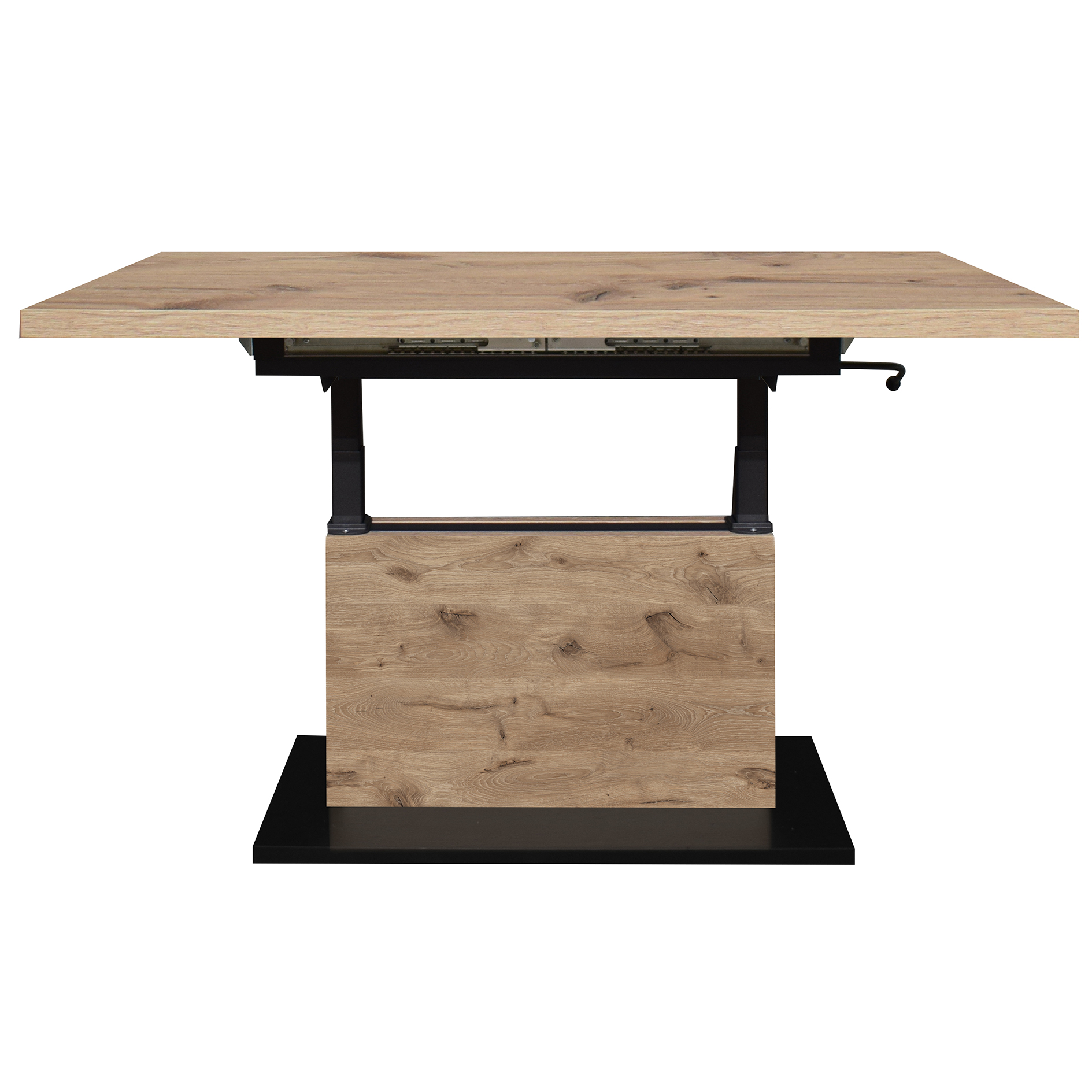 Couchtisch - vulkanschwarz supermatt - Viking Oak - höhenverstellbar