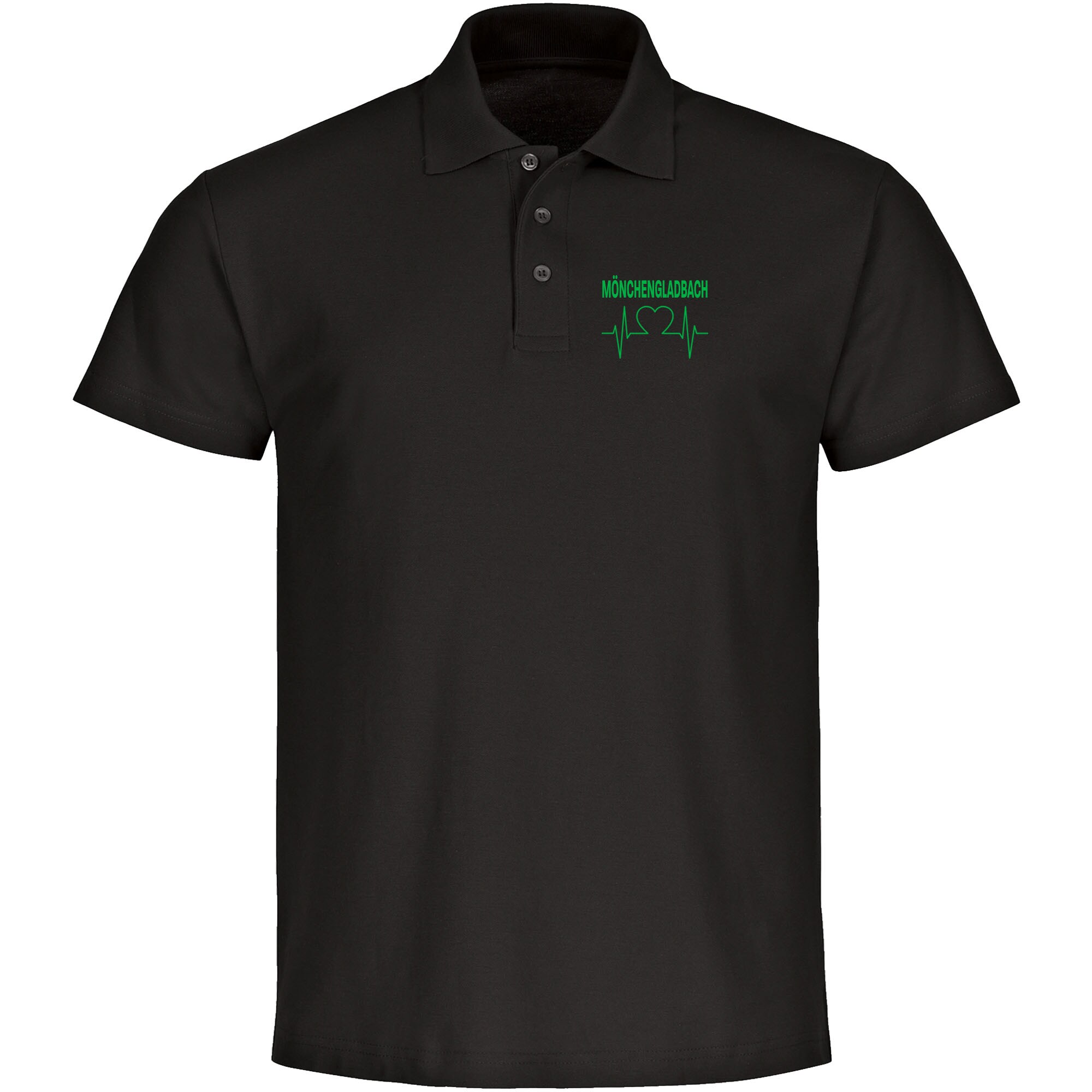 multifanshop® Poloshirt - Mönchengladbach - Herzschlag - Druck grün