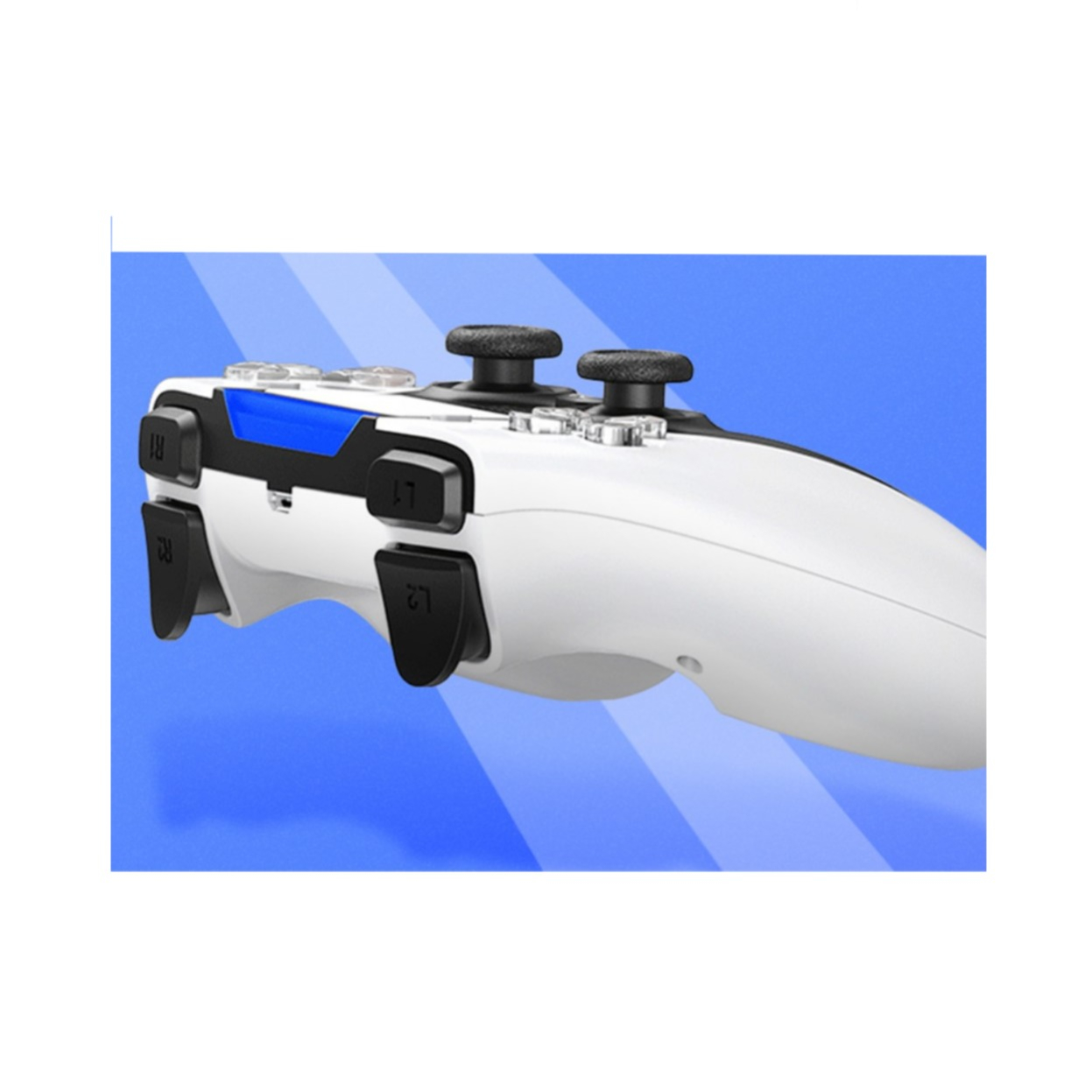 Sony PlayStation PS4 / Nintendo Switch / Switch 2 / PC / Smartphone Wireless BT Game Controller mit 3.5mm Klinke (iOS / Android) - Weiss / Blau