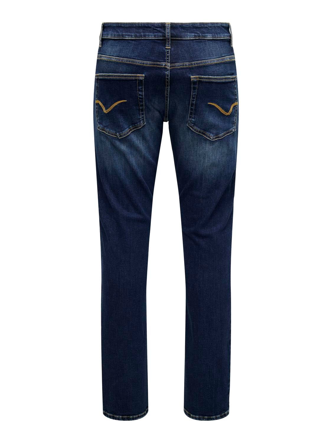 ONSLOOM Niedrige Taille Slim Fit Jeans Dark Blue Denim