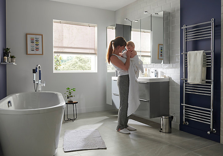 Sèche-serviettes eau chaude GoodHome Solna vertical chromé mat 426 W