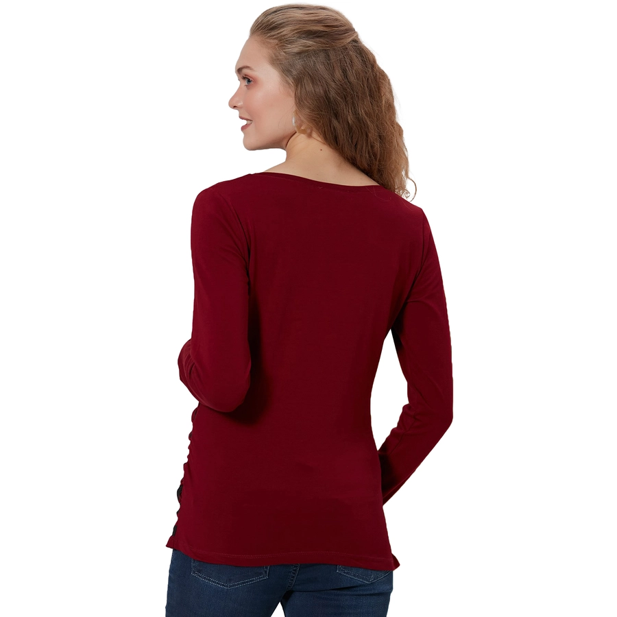 M.M.C. Umstandslangarmshirt Guck Guck mit Motiv Weinrot