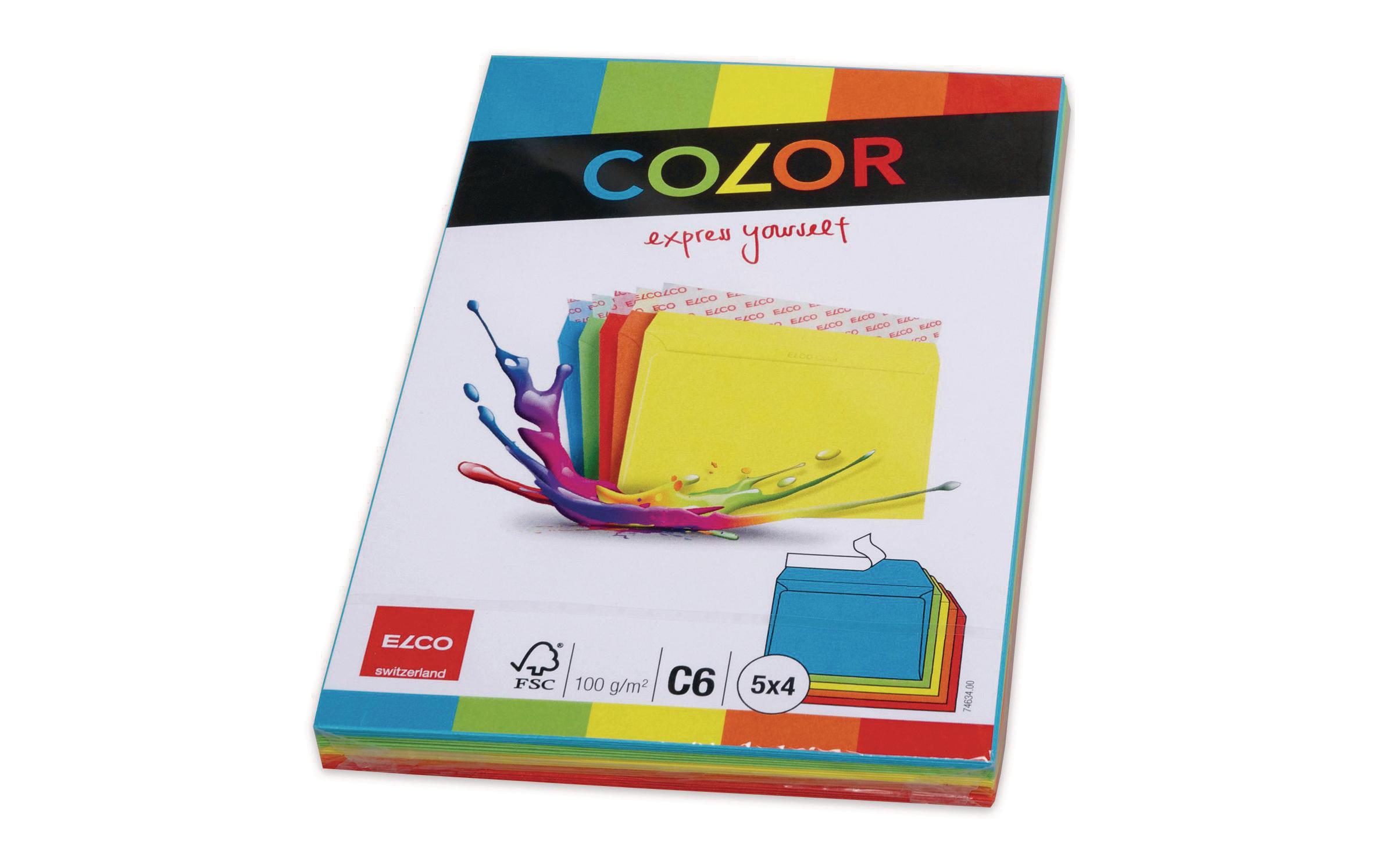 Couvert Color C6 Assortiert, 20 StückFarbige Briefumschläge