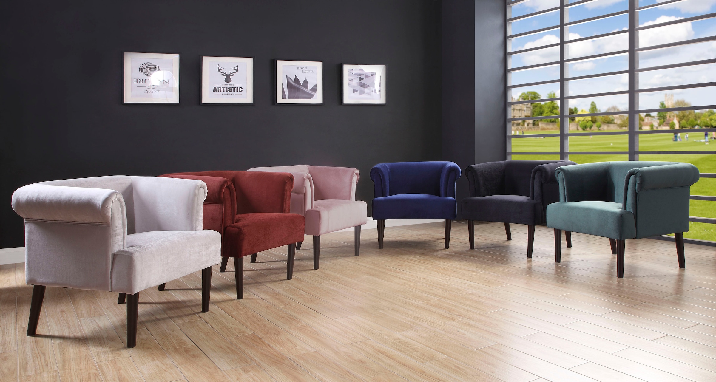 ATLANTIC home collection Sessel »Charlie« Loungesessel mit Wellenunterfederung