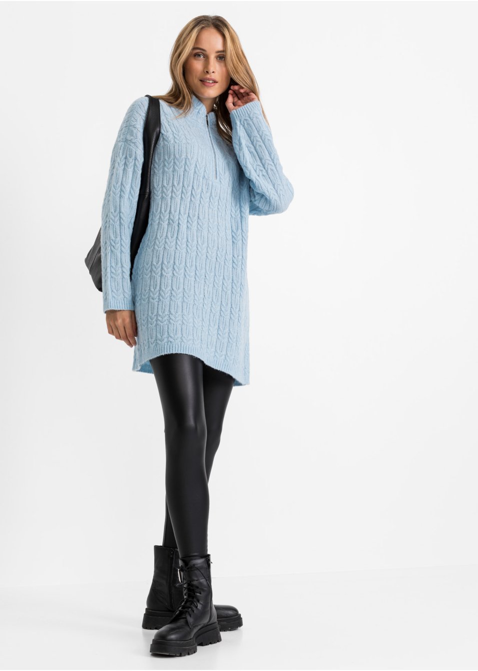 Pull long avec motif torsadé