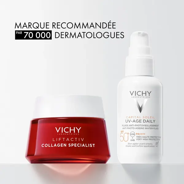 Rotina Anti-Rugas Vichy Liftactiv Collagen Specialist Day Cream 50ml e Protetor Solar Facial Capital Soleil UV-Age FPS 50+ 40ml