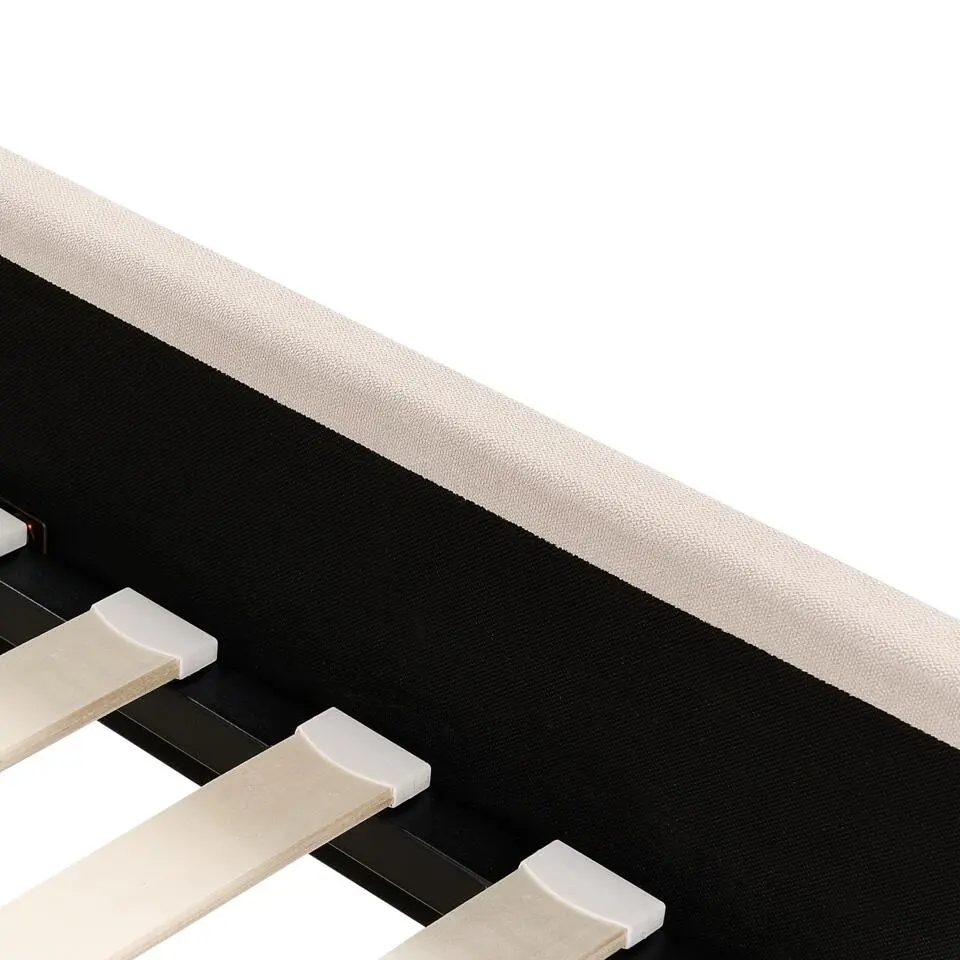 AMBILLOU - Bed - Lichtbeige - 140 x 200 cm - Polyester