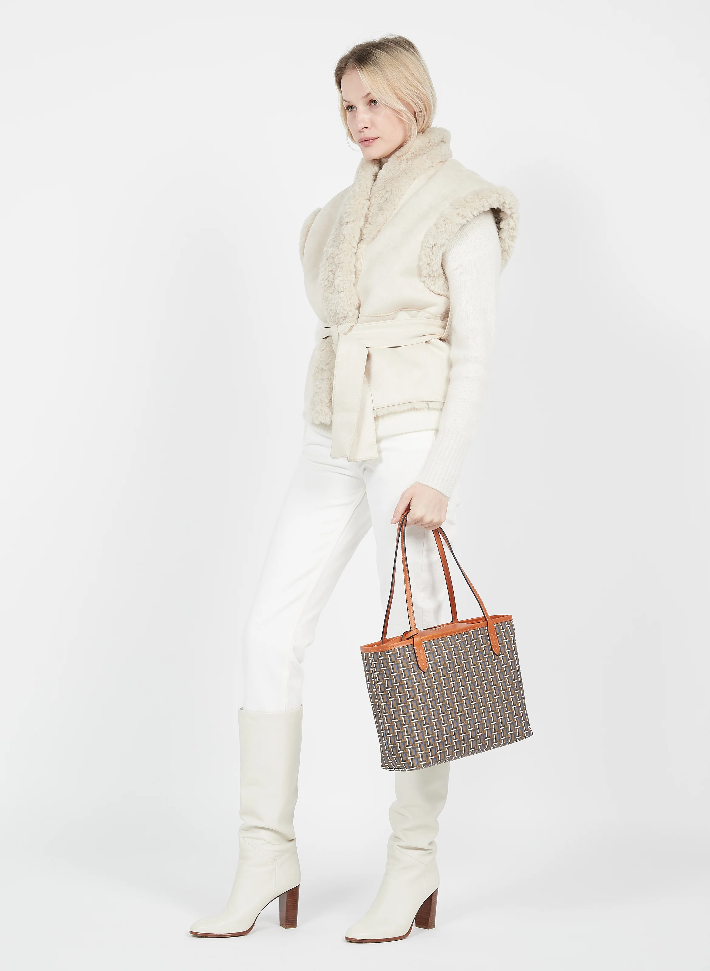CAMILLE - Cabas imprimé en toile| Marron