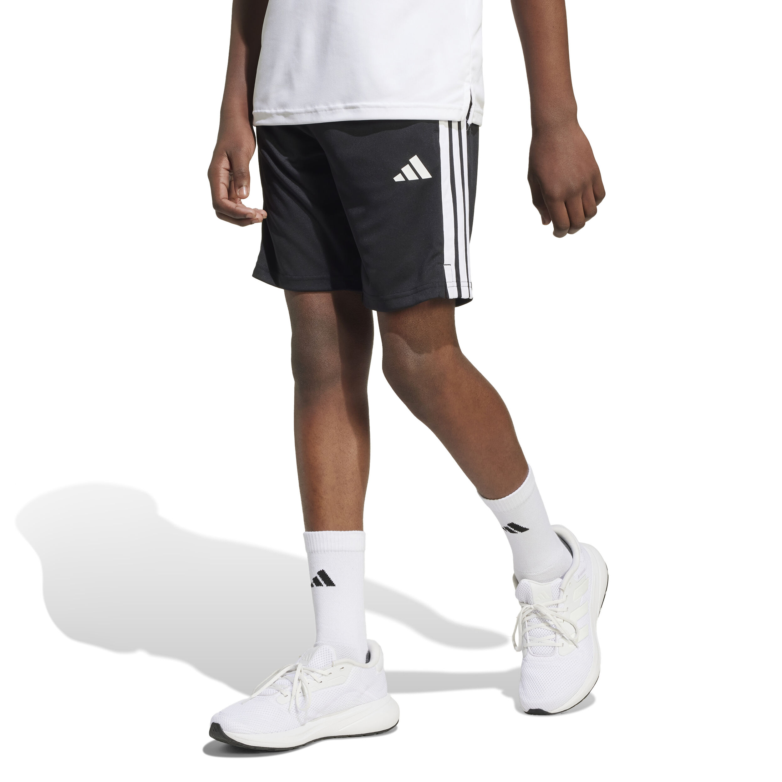 adidas Training Essentials 3 Stripes Shorts Enfants - Noir , Blanc