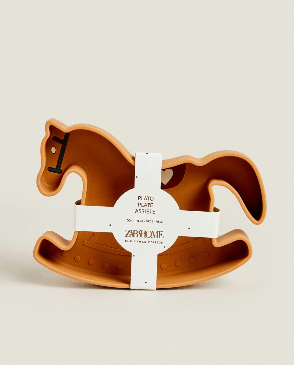 PRATO DE SILICONE EM FORMATO DE CAVALO DE NATAL - GANGORRA