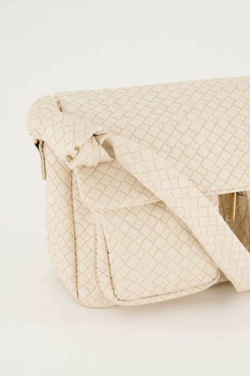 Beige schoudertas met structuur en twee vakken