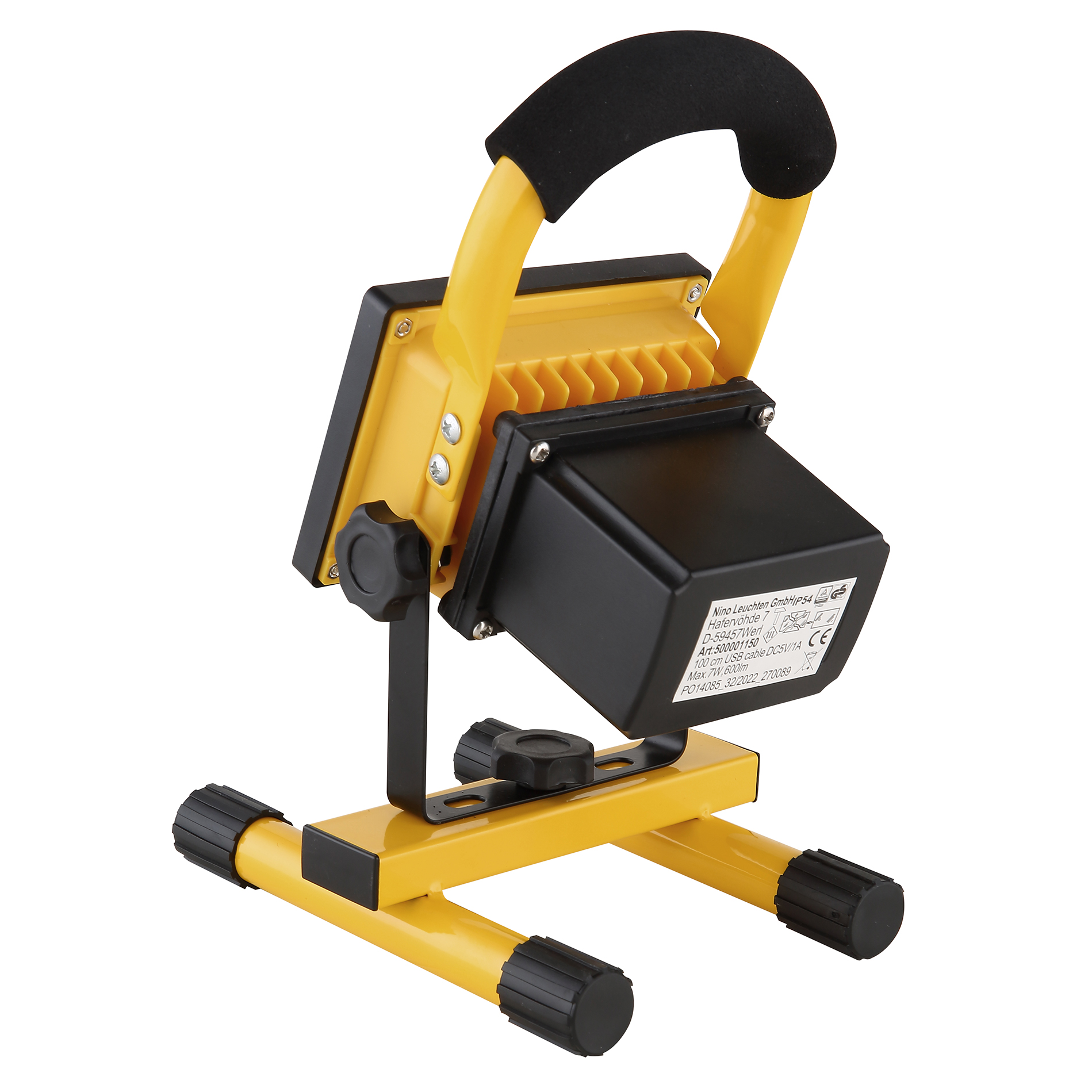 LED-Akku-Baustrahler - gelb-schwarz - 22,5 cm
