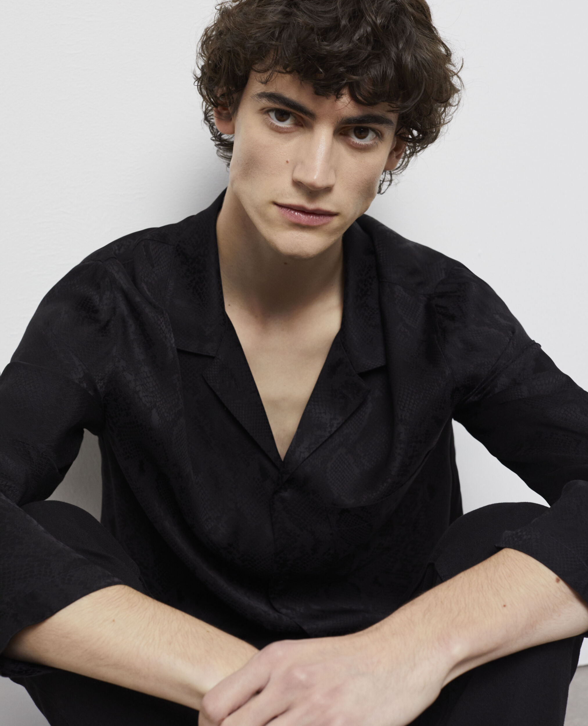 Chemise casual python noir