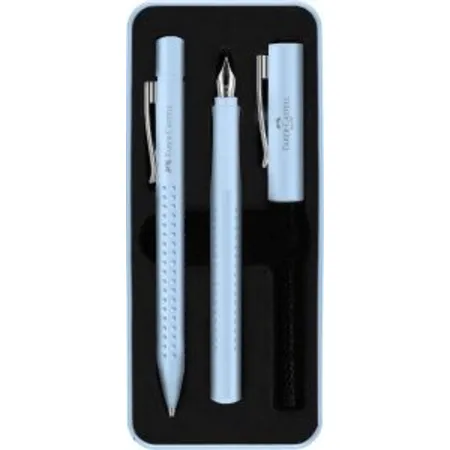 Faber-Castell Füller M + Kugelschreiber Set Grip 2010 sky blue