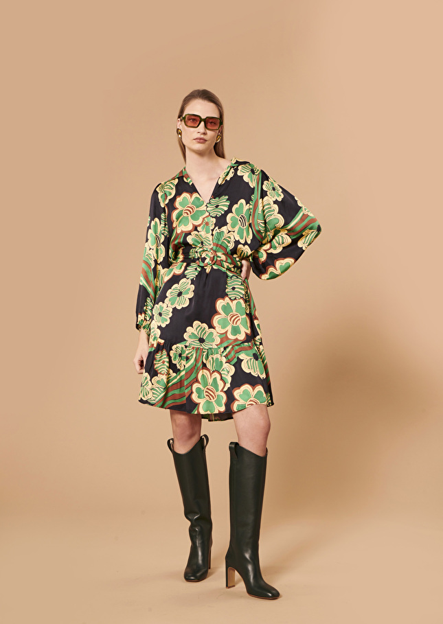 Robe Rosiebleu nuit imprimée à fleurs