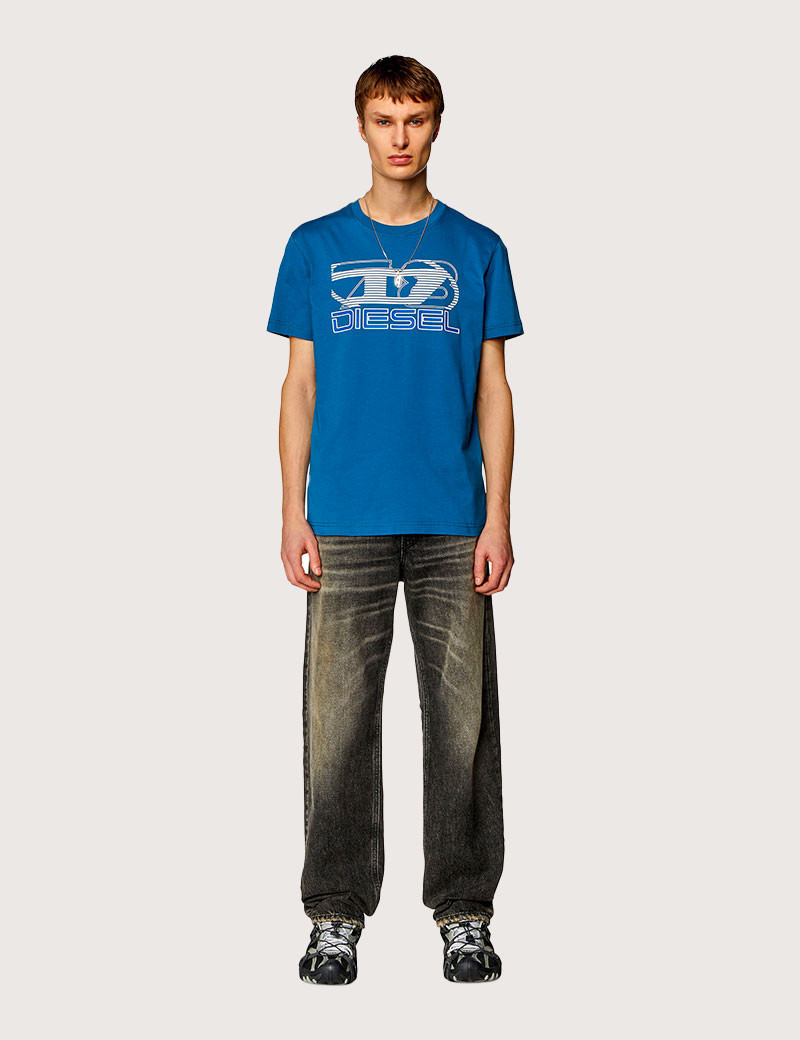 DIESEL T-SHIRT HOMME DIEGOR K74 LOGO POITRINE BLEU