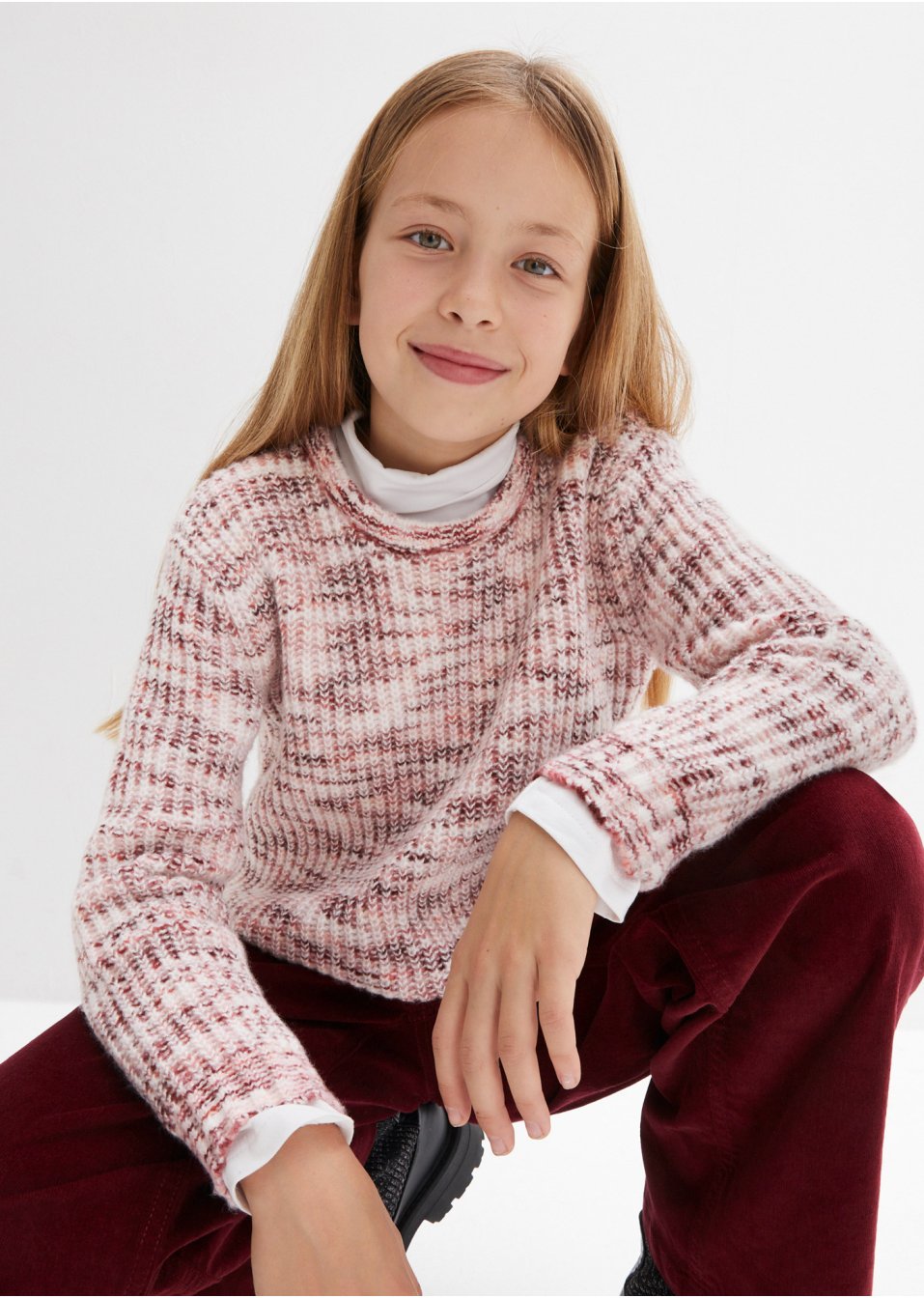 Pull en maille chinée fille