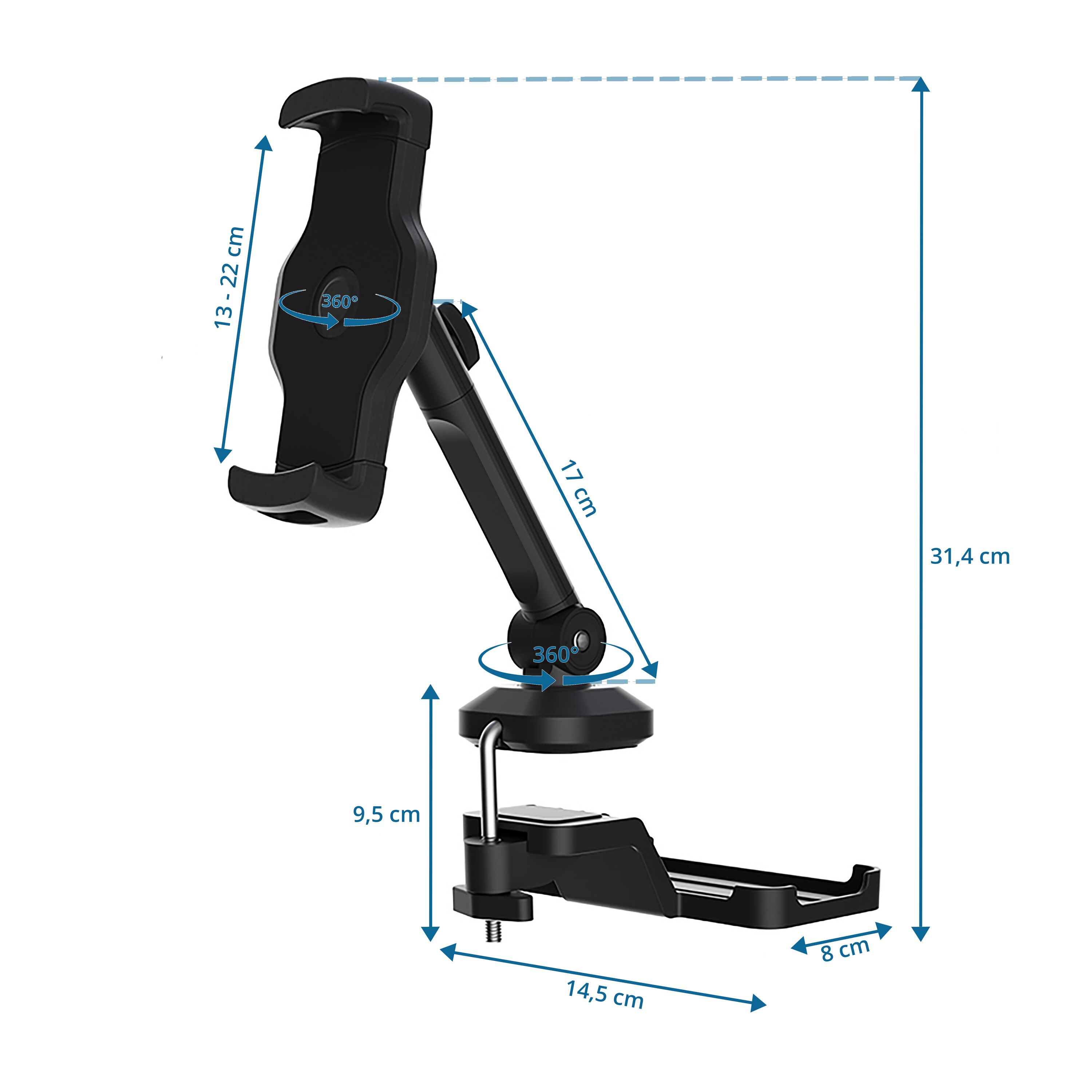 Handy & Tablet Halterung FLEXMOBI III Metall, Kunststoff hjh OFFICE