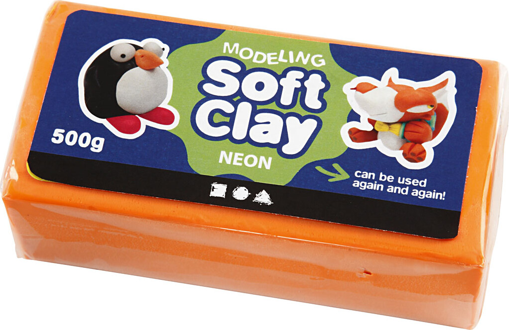 Soft Clay - Modellervoks - Neon Orange - 500 G
