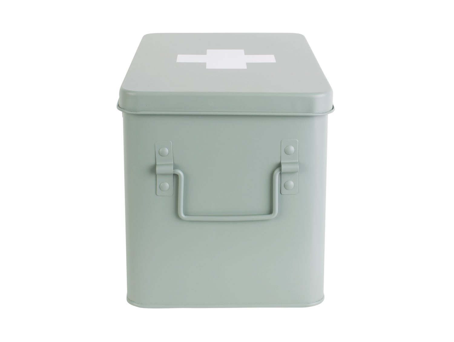 Medicine storage box large metal matt grayed jade