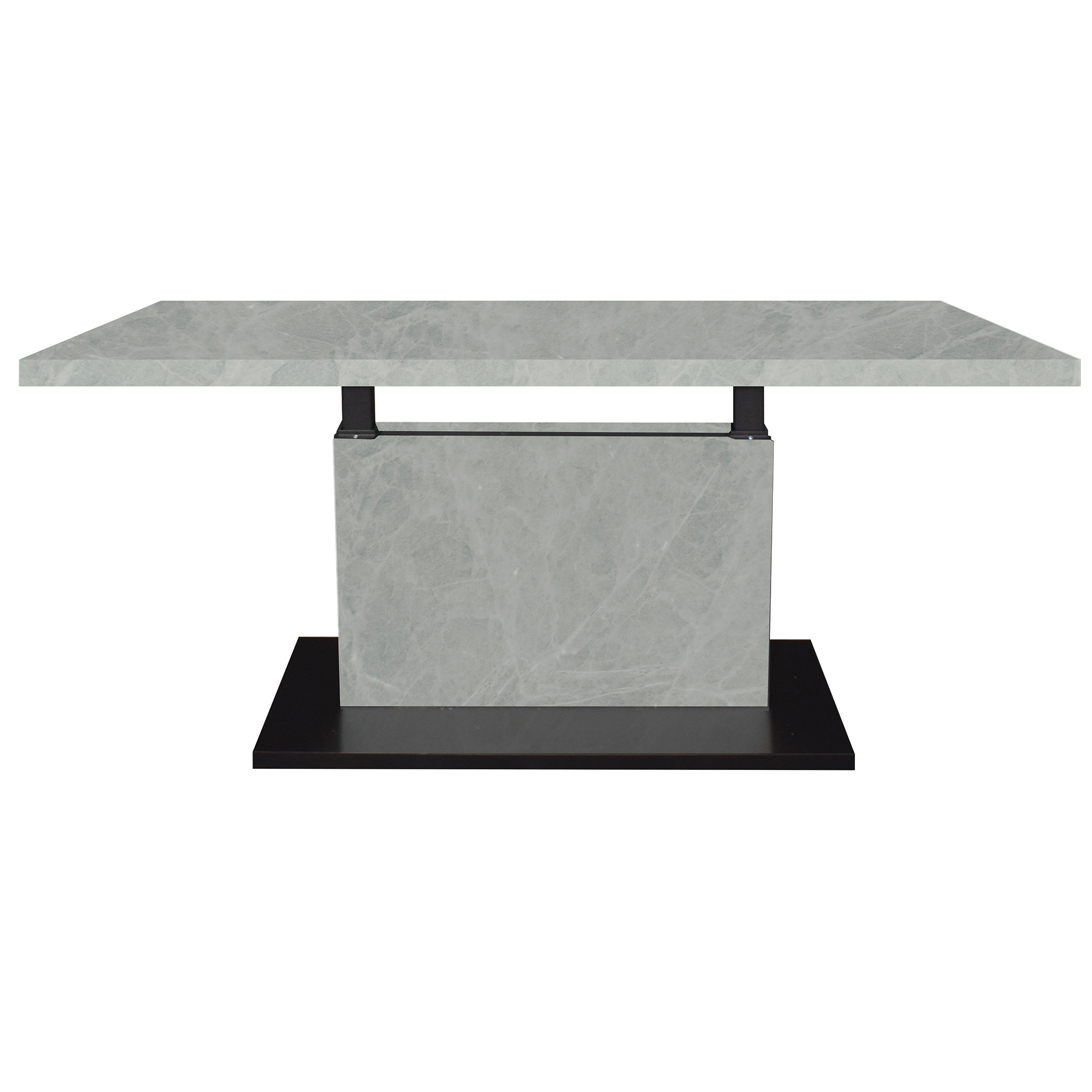 Couchtisch - schwarz matt - weiß - Keramik-Optik - höhenverstellbar