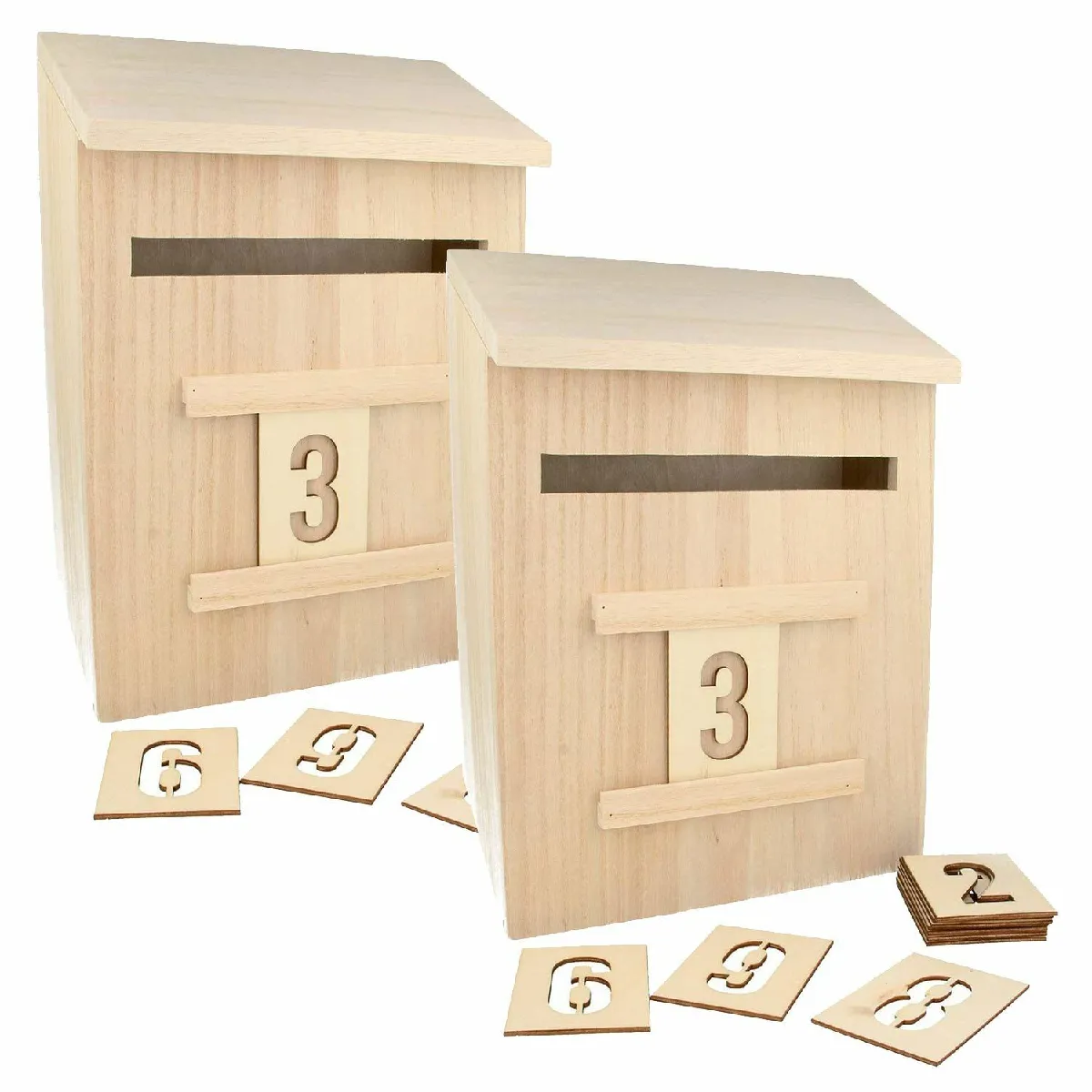 ARTEMIO 2 calendriers de l'Avent boîtes aux lettres en bois