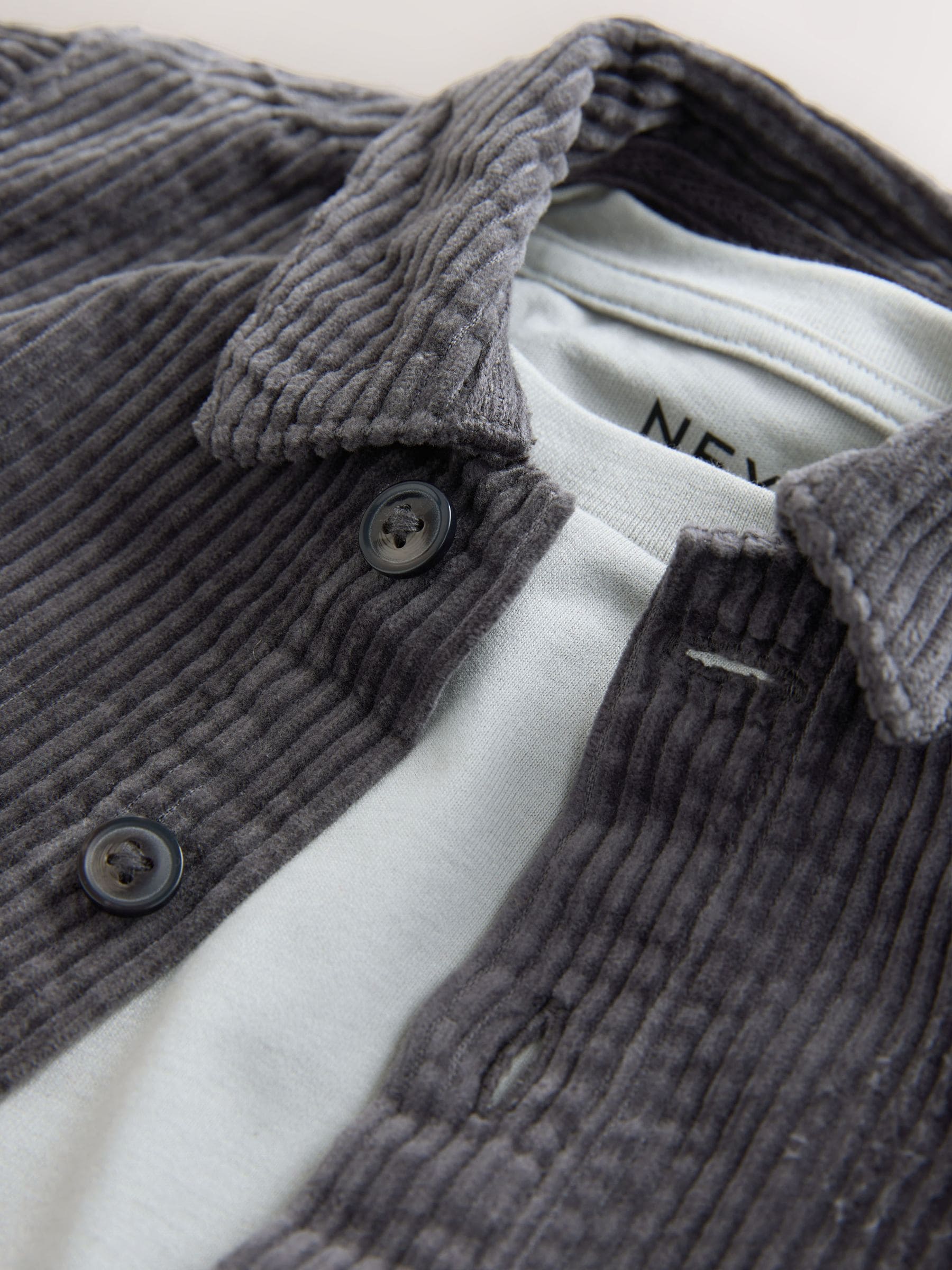 Antraciet - Set van T-shirt en Broeken van getextureerd corduroy Overshirt (3mnd-7jr)
