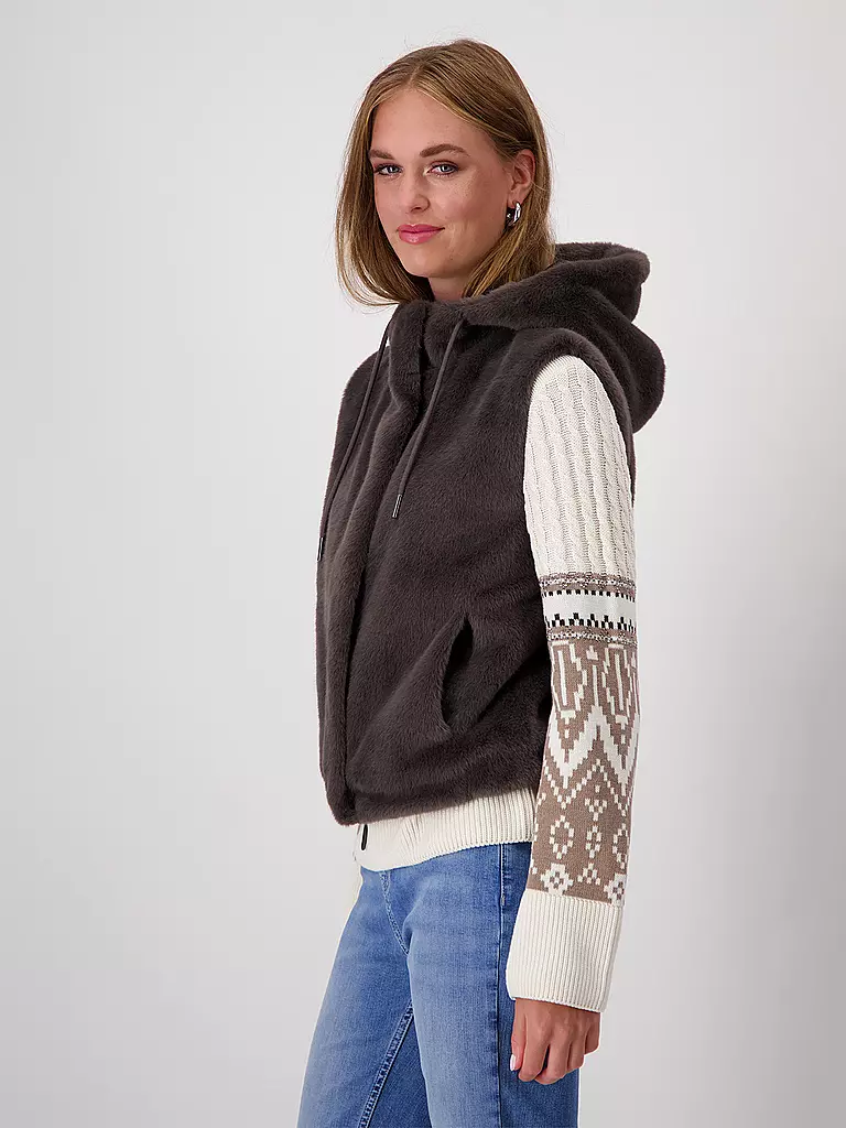 MONARI Gilet in Felloptik braun