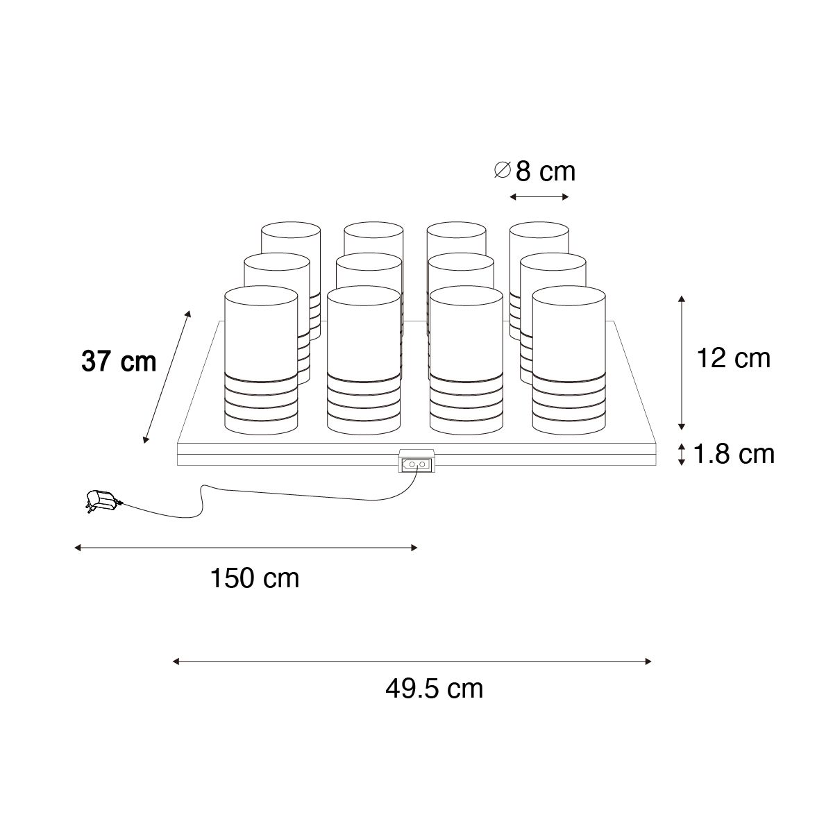 Set van 12 tafellampen goud RGBW oplaadbaar incl. laadstation - Alessia