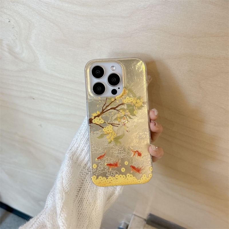 Elliure - Carp Fish Tree telefoonhoesje / bandje / set - iPhone 16 Pro Max / 16 Pro / 16 Plus / 16 / 15 Pro Max / 15 Pro / 15 Plus / 15 / 14 Pro Max / 14 Pro / 14 Plus / 14 / 13 Pro Max / 13 Pro / 13 / 13 Mini