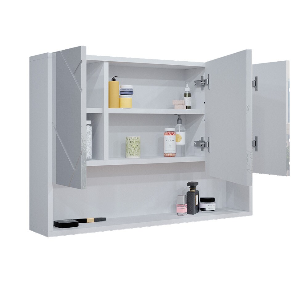 Vicco Spiegelschrank Badspiegel Wandspiegel Irma Weiß Hochglanz 80 cm modern Badezimmer Spiegel Badezimmerschrank Badezimmermöbel Spiegeltür Schranktür Hängeschrank Einlegeboden Regal Ablage