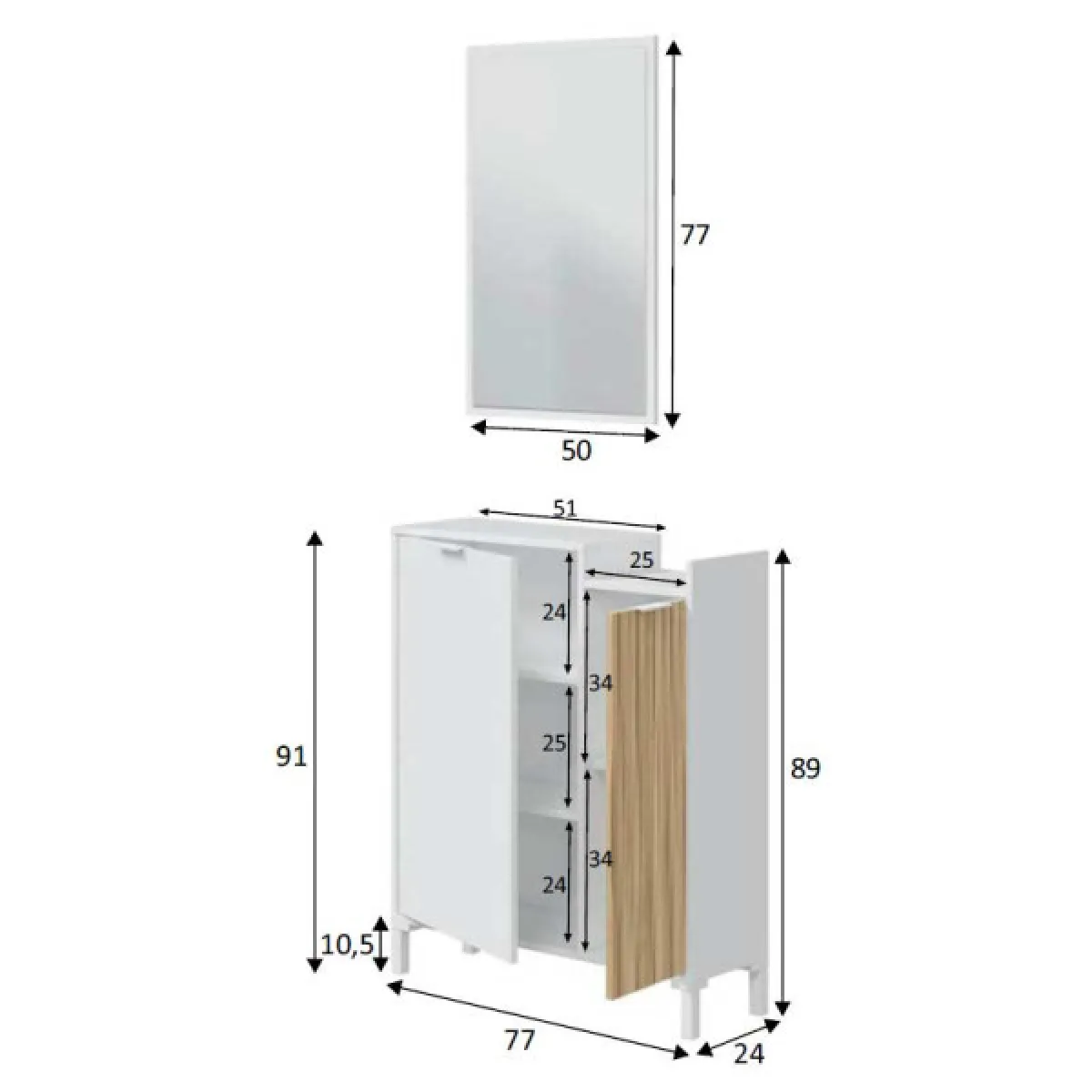 Dansmamaison Meuble d'entrée YANA - Blanc/Bois clair