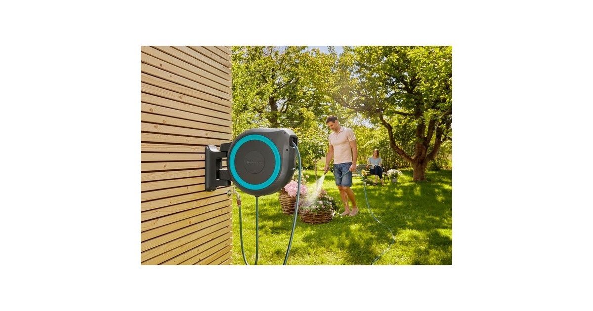 GARDENAWandslangenbox RollUp XL slanghaspel  (Grijs/turquoise, 18630-20, 35 meter)