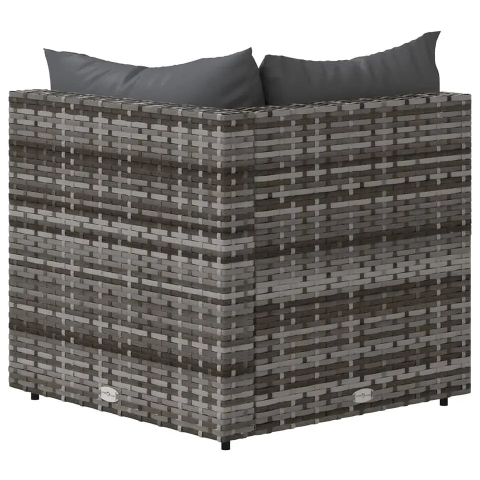 vidaXL - Tuinhoekbank - Grijs - Poly rattan - Met kussens