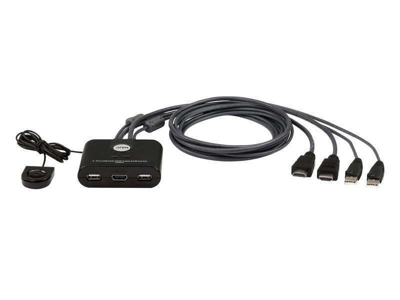 Aten KVM Switch CS22HF 2-Port HDMI 2-Port USB FHD HDMI Kabel KVM-Switch