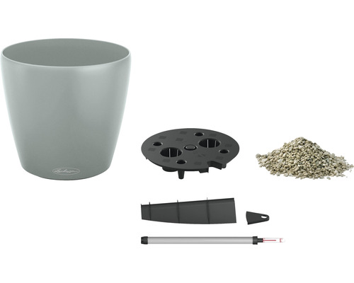Lechuza Classico Eco plantenbak van 100% gerecycled kunststof, Ø 28 cm, lichtgrijs, inclusief zelfbewateringssysteem