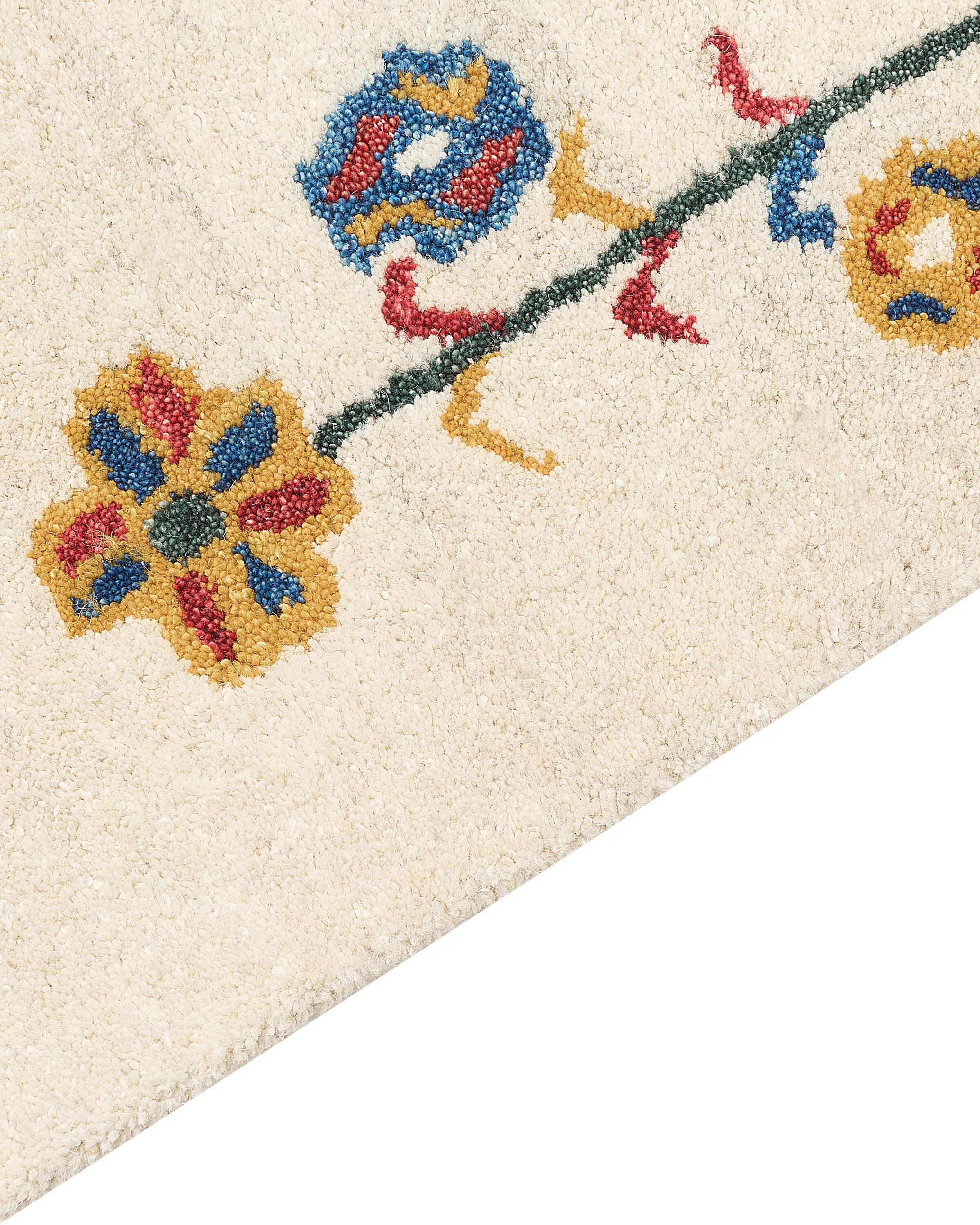 Vloerkleed HUSUNLU Beige 140 x 200 cm Wol Gabbeh