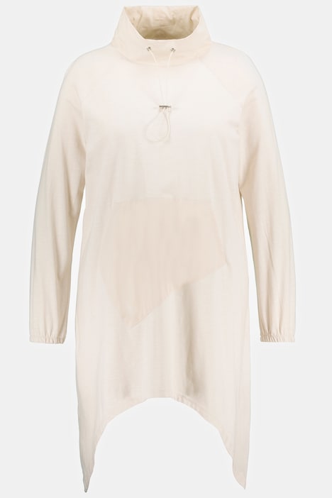 Longshirt, Stehkragen, Zipfelsaum, Langarm, Biobaumwolle