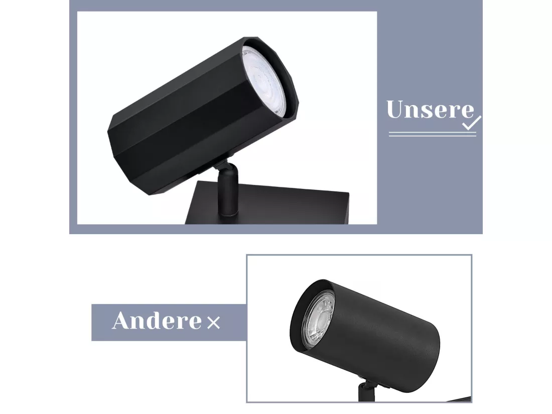 NETTLIFE Spot mural 1 flamme noir - Applique avec interrupteur métal GU10 Lampe de couloir orientable 350° MAX. 40W