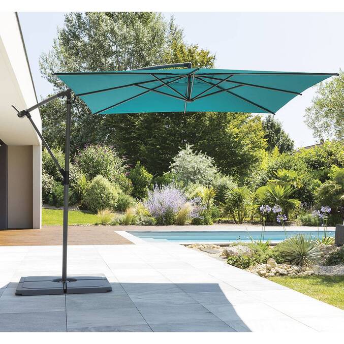 Parasol déporté carré MANOA Bleu canard