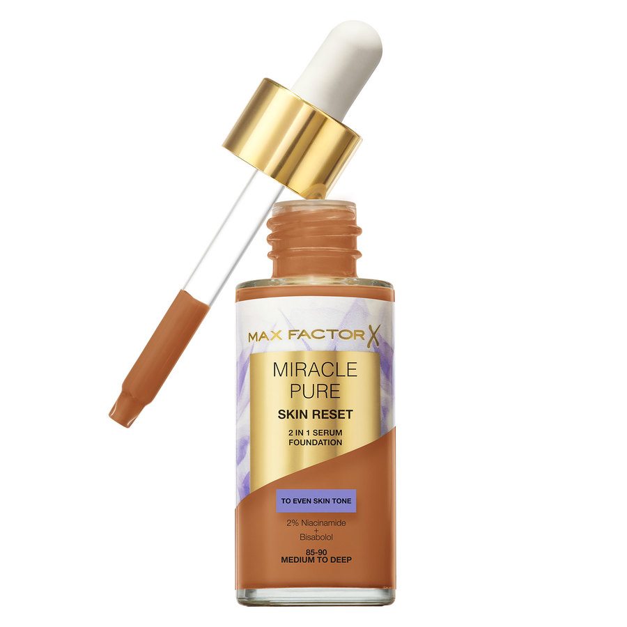 Max Factor Miracle Pure Skin Reset 2 In 1 Serum Foundation Medium To Deep 30ml