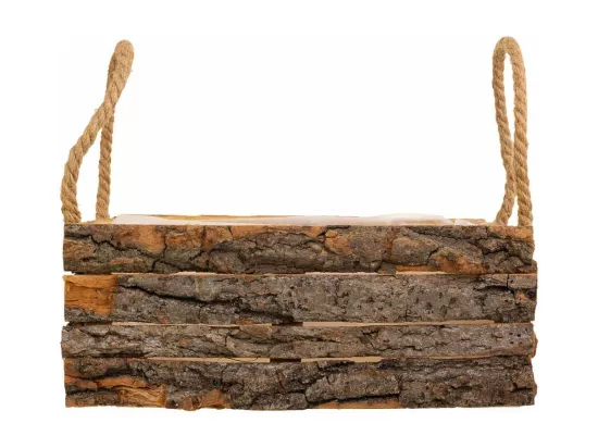 Panier en bois avec poignées marron 30x22x11h