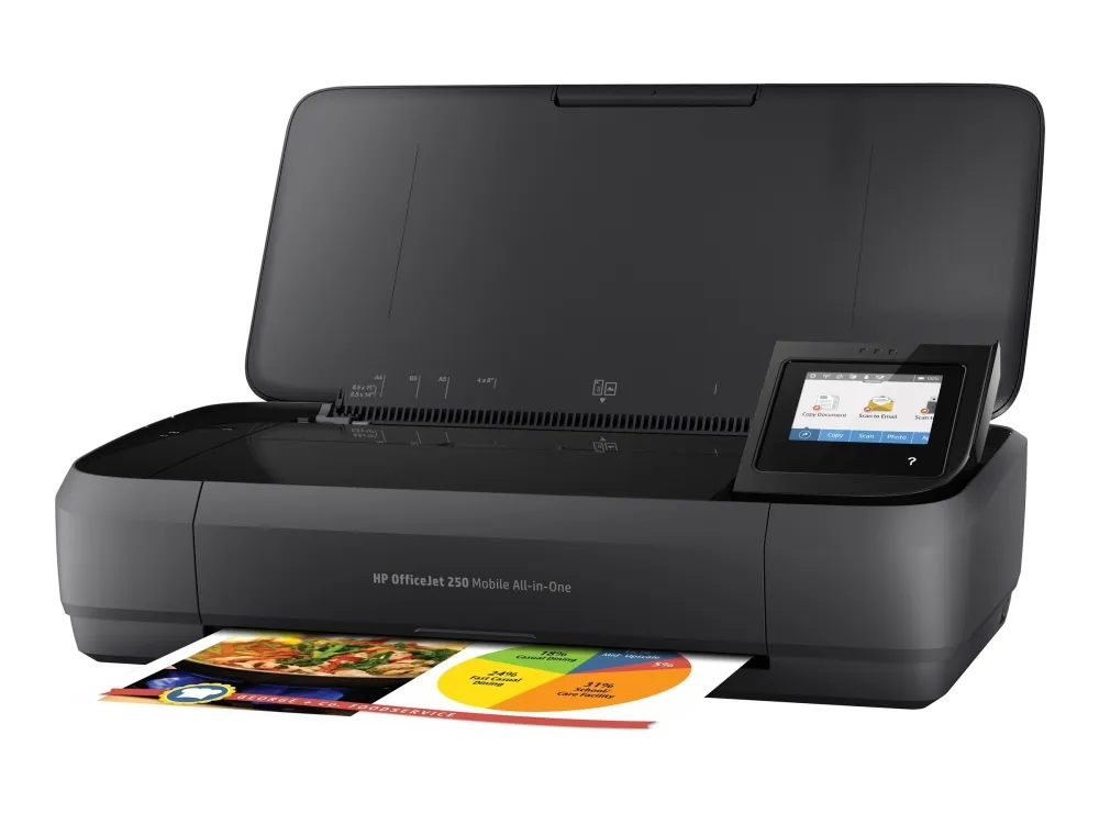 HP Officejet 250 Mobile All-in-One - Multifunktionsprinter - farve - blækprinter - Legal (216 x 356 mm) (original) - A4/Legal (medie) - op til 8 spm (kopiering) - op til 10 spm (udskriver) - 50 ark - USB 2.0, USB vært, Wi-Fi