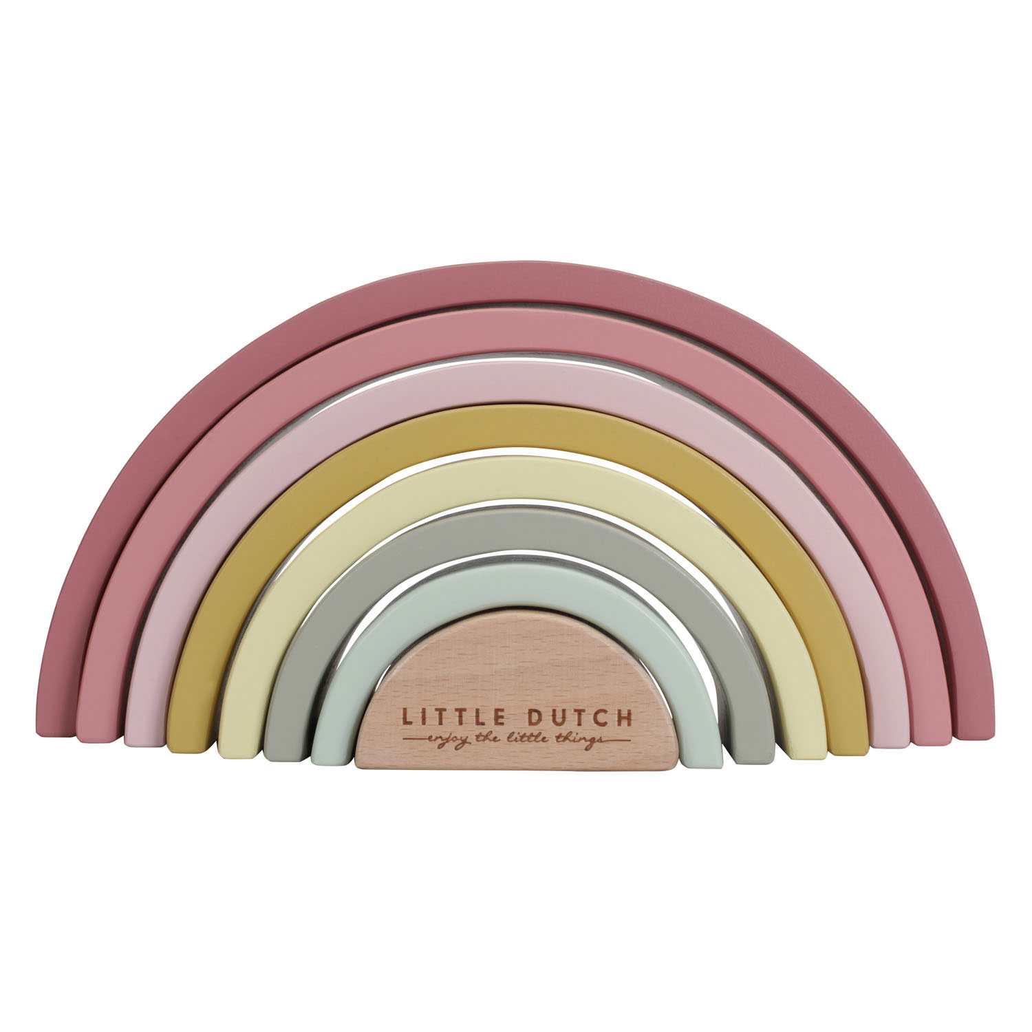 Little Dutch Houten Regenboog Blokken Roze