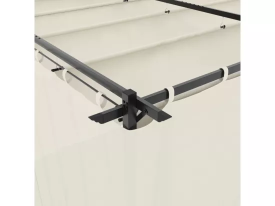 Tonnelle avec rideaux crème 6x3 m acier