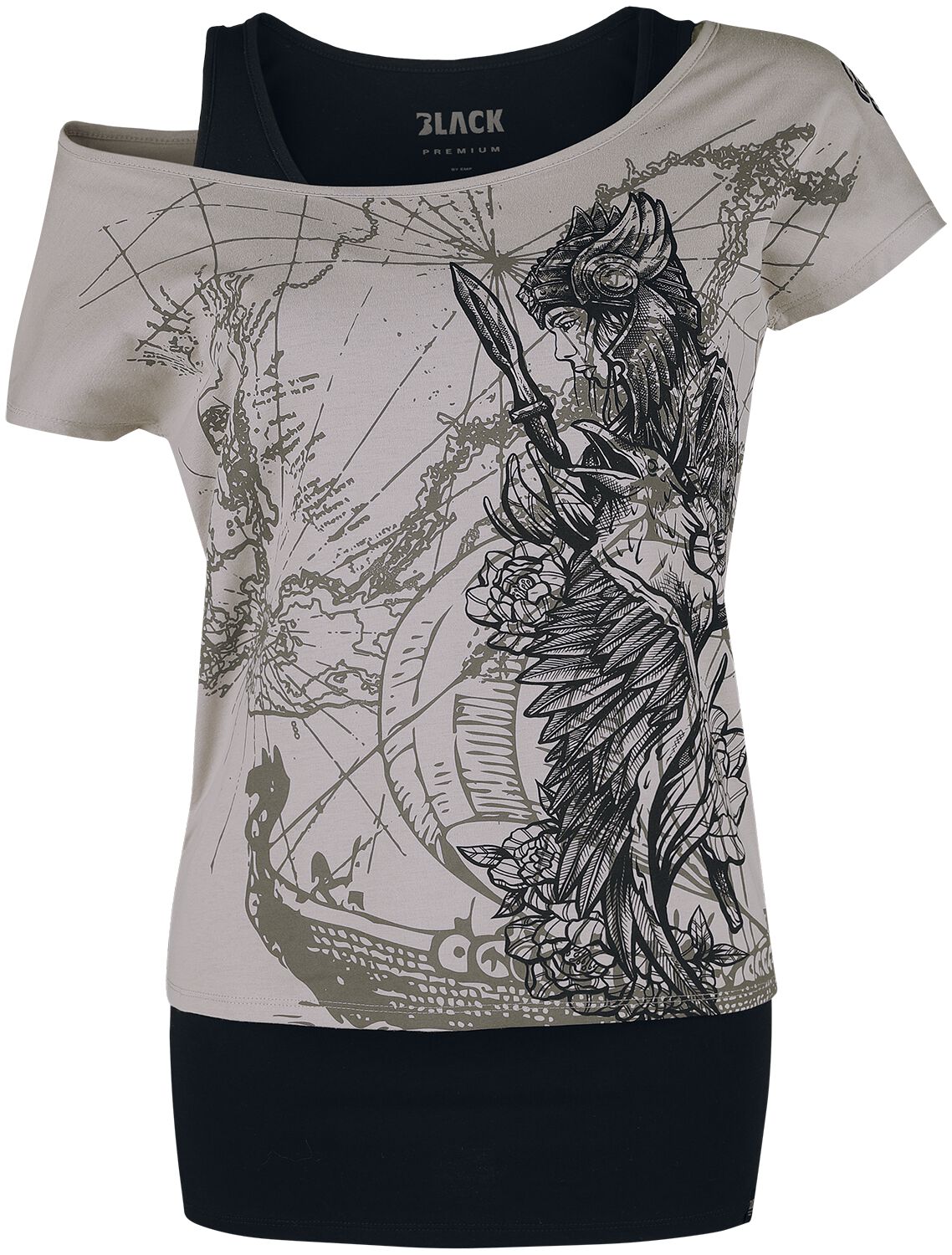 T-Shirt Double Épaisseur Avec Imprimé Frontal Détaillé | Black Premium by EMP T-Shirt Manches courtes
