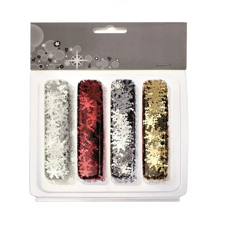Glorex Pailletten Schneeflocken irisierend, rot, gold, silber